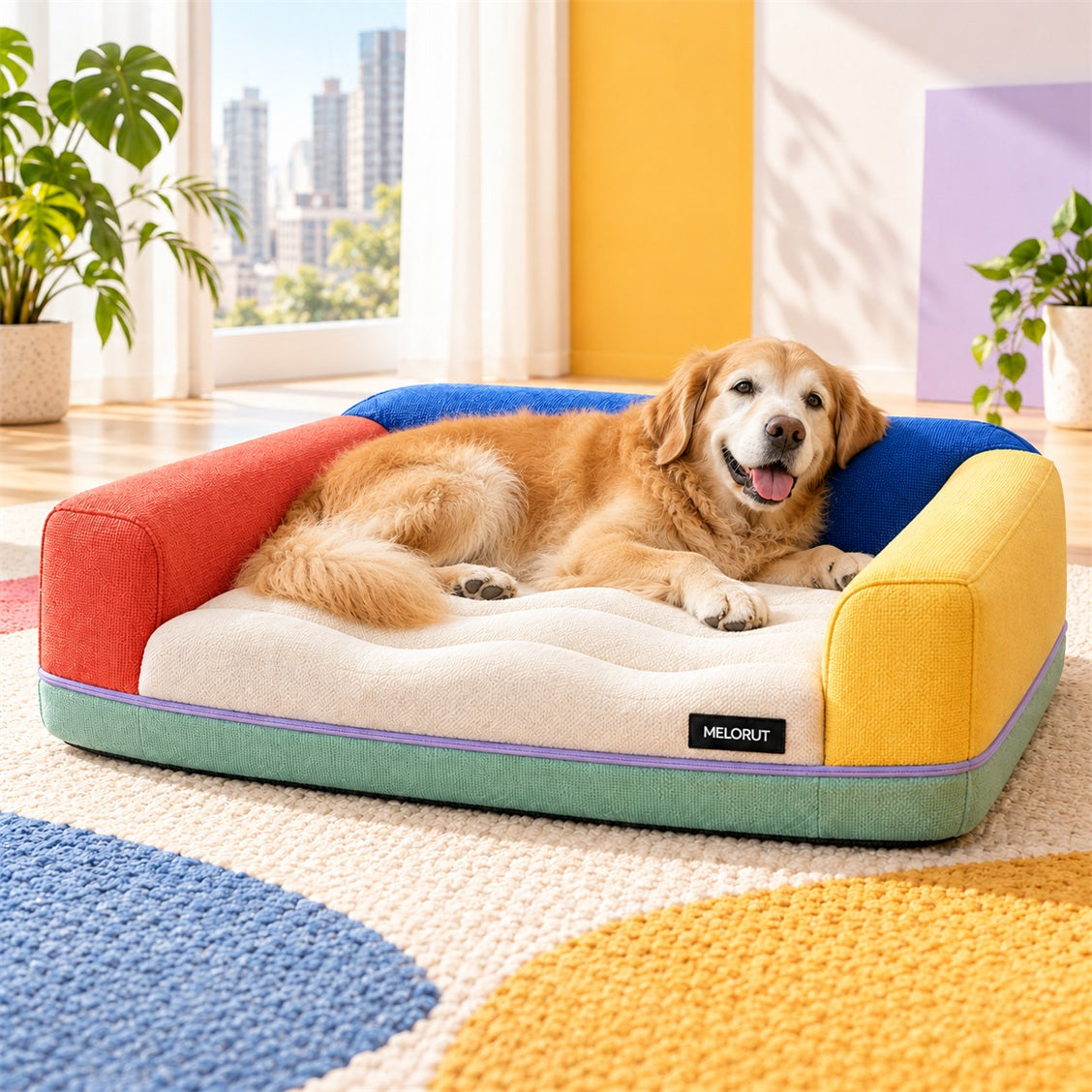 Melorut Low-Entry Lounge Pet Bed - in-use scene