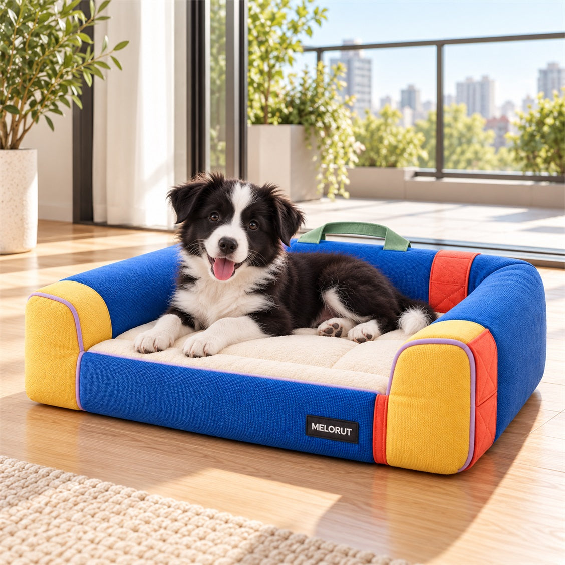Melorut Carry-Ready Bolster Pet Bed - in-use scene