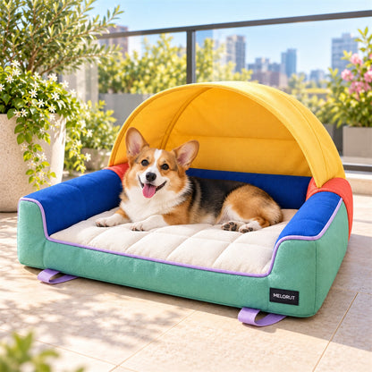Melorut Sunny Canopy Pet Bed - in-use scene