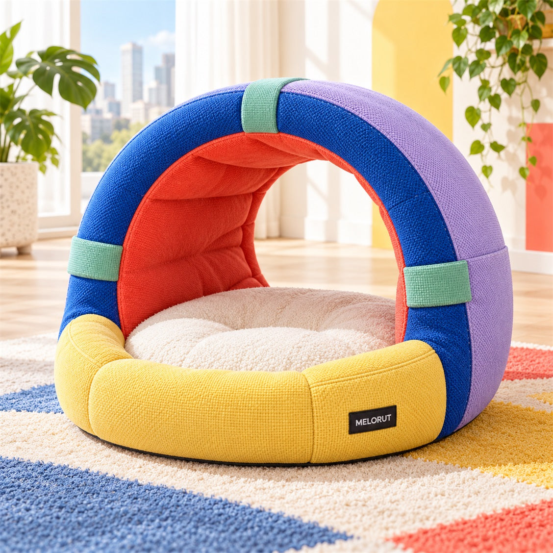 Melorut Colorblock Hooded Cat Nest - main product view