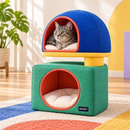 Melorut Stackable Hideaway Pet Pod Set - in-use scene