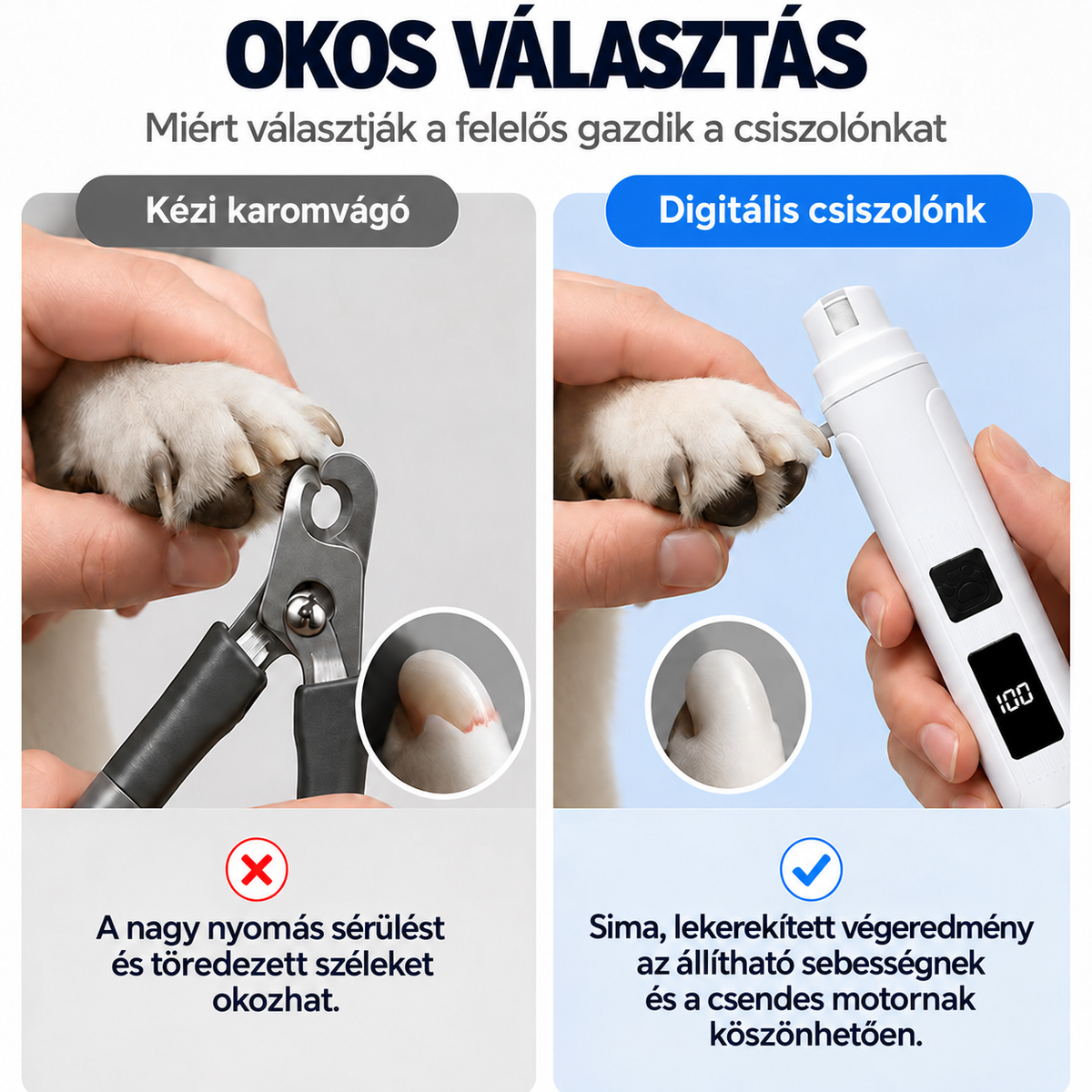 Elektromos karomcsiszoló LED-kijelzővel